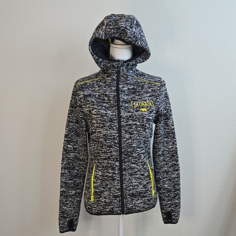 Women's Black and Yellow Hooded Jacket